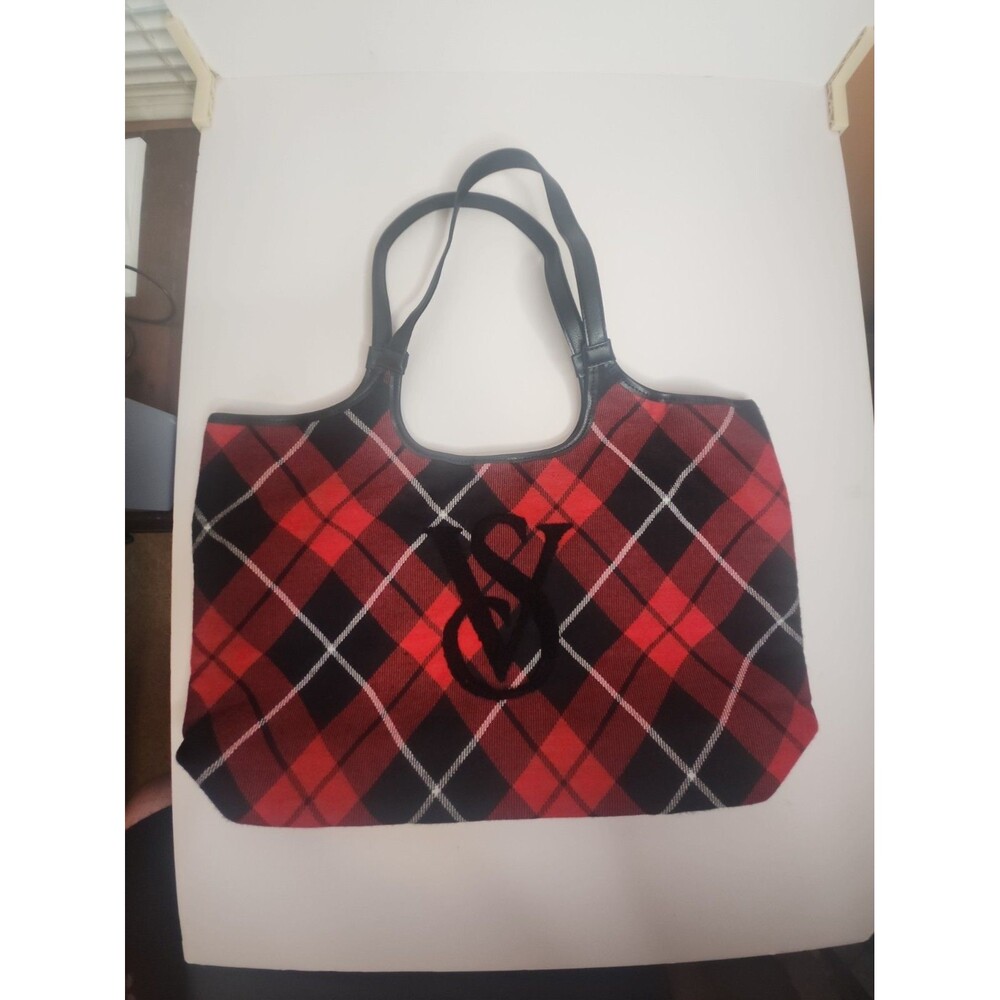 Victoria's Secret Plaid Tote Bag 2023 Christmas Gift Red Black